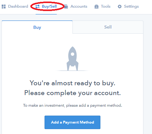 Add payment method in coinbase