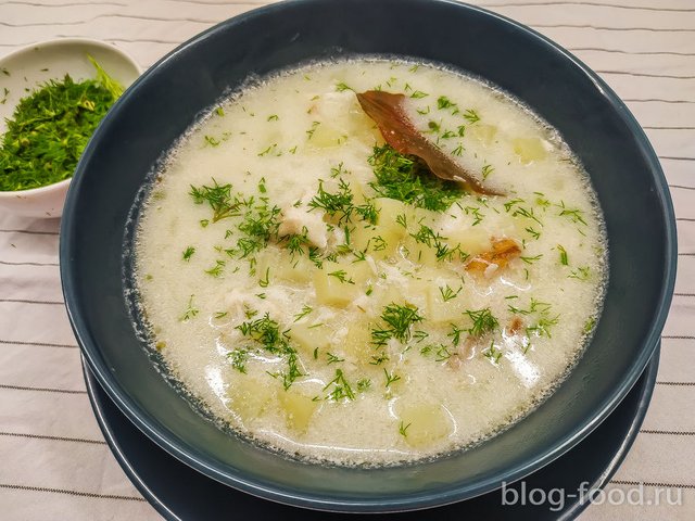 Cream soup with smoked catfish