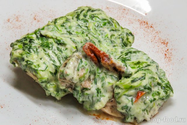 Chicken in spinach-cream sauce