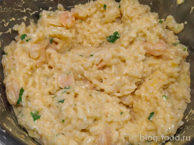 Tom Yum risotto with shrimp and mackerel