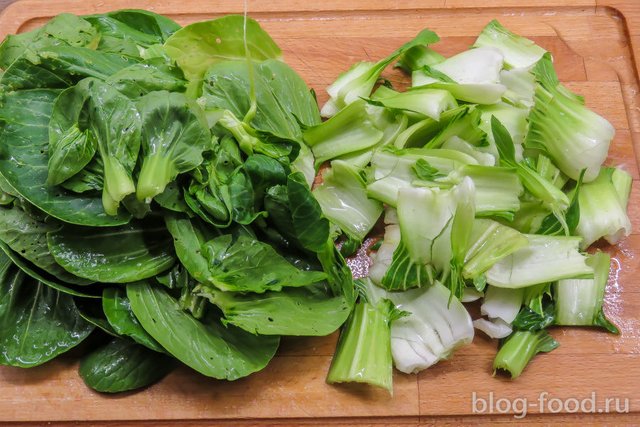 Hot salad of Bok-Choy (Pak-Choi)