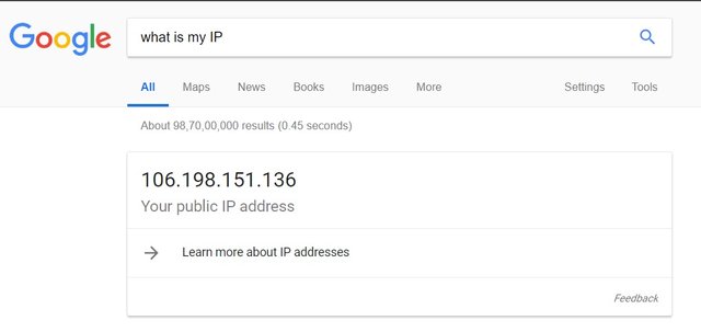 Find you Public IP address using google