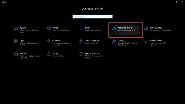 network and settings Find your Ip address on windows