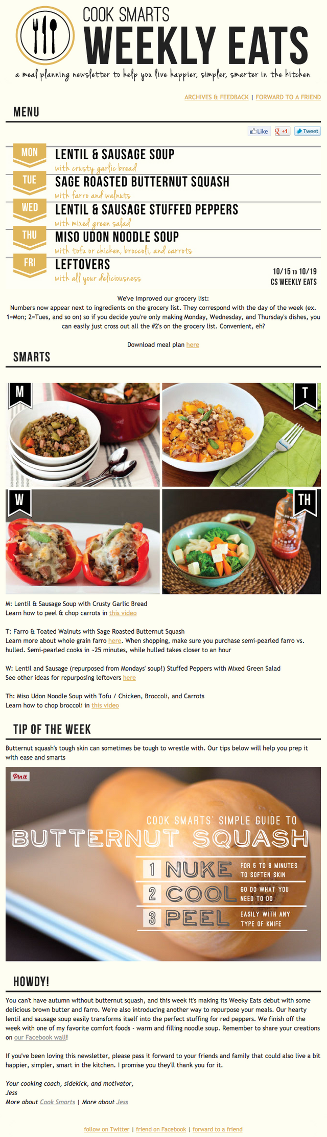 Email marketing campaign on Weekly Eats by Cook Smarts