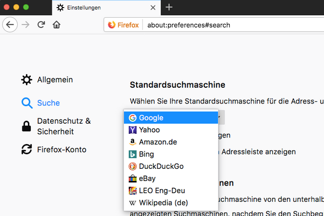 Firefox Suche