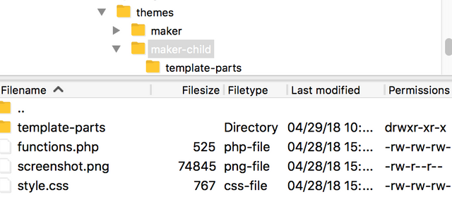 Dateien des Maker Child Themes