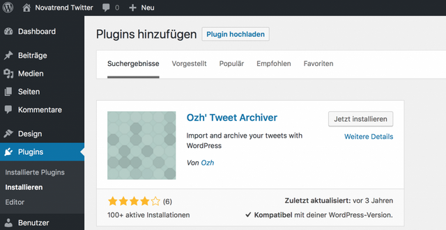 ozh Tweet Archiver Plugin