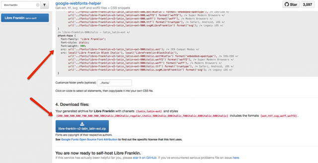 google-webfont-helper, CSS Befehle, Schrift-Download