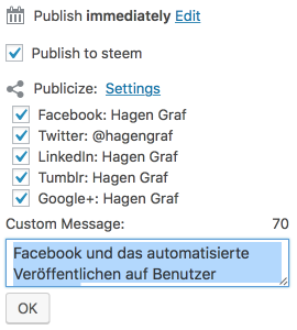 WordPress JetPack Publicize - Beitrag