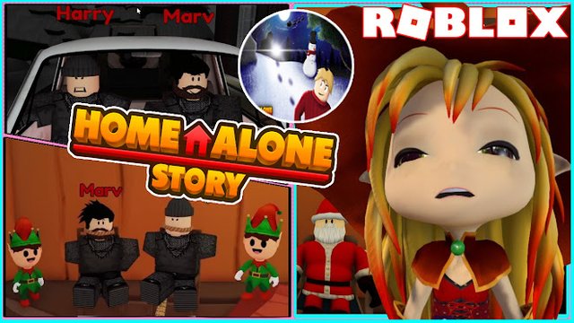 ROBLOX HOME ALONE STORY! SANTA SAVED US AND CAPTURED THE ROBBERS