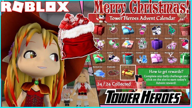 ROBLOX TOWER HEROES! CODE! COMPLETING FULL ADVENT CALENDAR