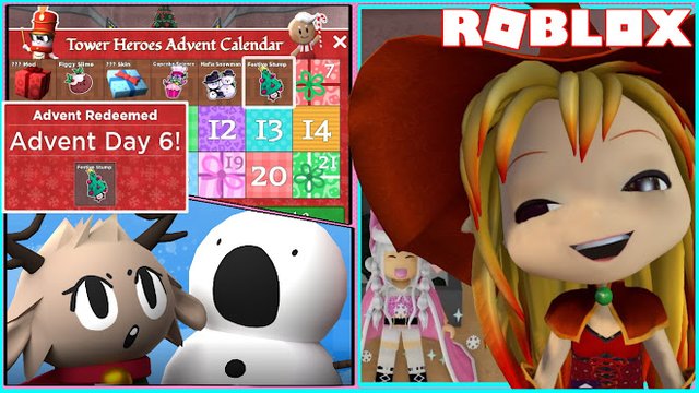 ROBLOX TOWER HEROES! GETTING DAY 6 ADVENT CALENDAR AND MET A TROLLER