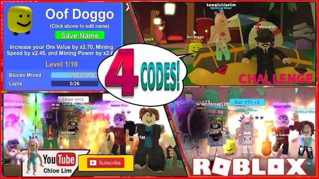 Roblox Gameplay Mining Simulator 4 Brand New Op Codes And Shout Out Steemit - roblox mine d codes
