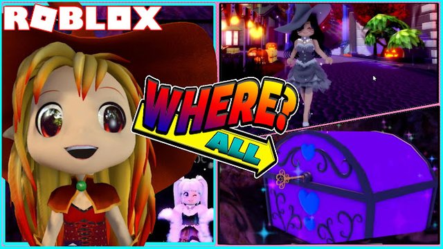ROBLOX ROYALE HIGH! 9 CHEST LOCATION! ROYALLOWEEN UPDATES! BUYING THE WHIMSY WITCH SET
