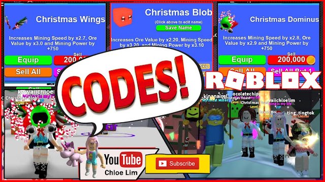 Roblox Gameplay Mining Simulator New Christmas World Quests Pets And More 5 New Codes Steemit - roblox code for dominus