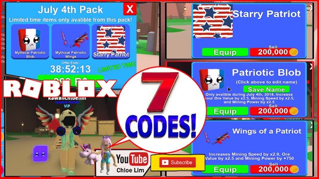 Roblox Mining Simulator Gameplay July 4th Pack 7 New Codes For 140 Rebirth Tokens And More Steemit - how to trade roblox mining simulator