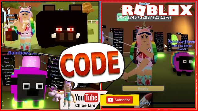 Roblox Gameplay Hunting Simulator 2 Code Chicken Pig And Moose Bosses I Hatched A Rainbow Sheep Steemit - rainbow code roblox