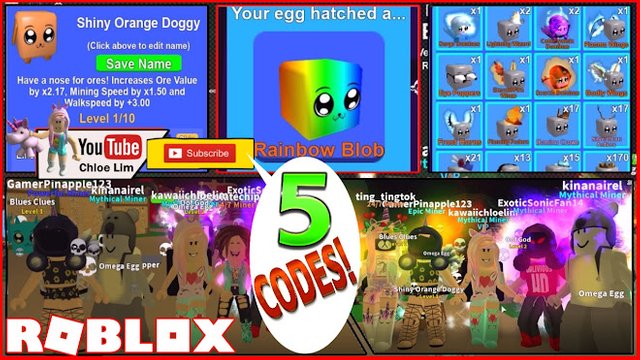 Roblox Gameplay Mining Simulator 5 New Codes Shinies Update And Hatching All My Mythical Eggs Steemit - 2018 codes for miner simulator roblox