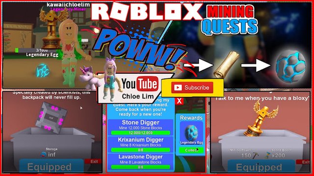 Roblox Gameplay Mining Simulator 4 New Codes Infinity Backpack And Bloxy Award Steemit - roblox mining simulator quartz