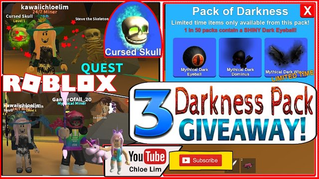 Roblox Gameplay Mining Simulator 2x Candy 3 Darkness Pack Giveaway Getting Cursed Skull Loud Warning Steemit - roblox mining simulator x