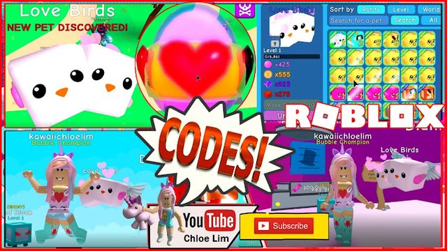 Roblox Gameplay Bubble Gum Simulator 2 Codes That Gives 25 Minutes Of 2x Hatch Speed My Valentines Love Birds Steemit - all codes in bubble gum simulator roblox youtube all
