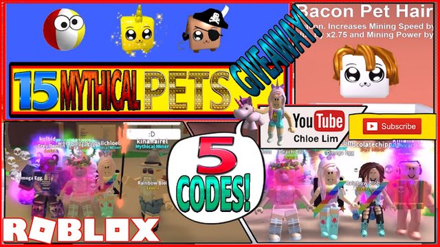 Roblox Gameplay Mining Simulator 5 Codes And 15 Mythical Pets Giveaway Steemit - roblox mining simulator codes mythical eggs
