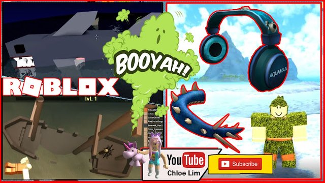 Roblox Gameplay Booga Booga Getting The Aquaman Event Items Water Dragon Tail Aquaman Headphones Steemit - roblox headphones