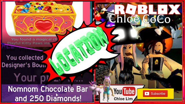 Roblox Gameplay Royale High Halloween Event Chest Playful Kitty Paws Arctxic S Homestore Nomnom Chocolate Bar Candy Locations Steemit - roblox royale high halloween outfits