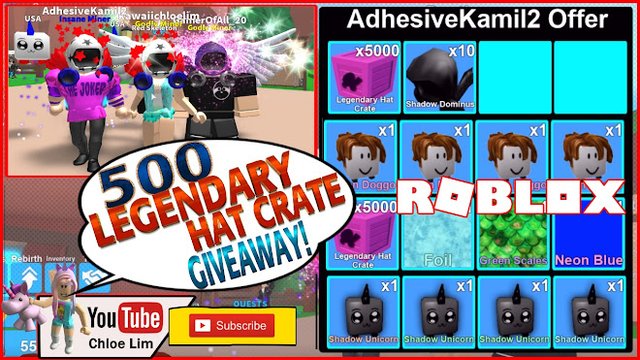 Roblox Gameplay Mining Simulator Amazing Player Adhersivekamil2 500 Legendary Hat Crates Giveaway Steemit - roblox gameplay mining simulator mining simulator dominus roblox song Roblox Gameplay Mining Simulator Amazing Player Adhersivekamil2 500 Legendary Hat Crates Giveaway Steemit - mining simulator dominus roblox song