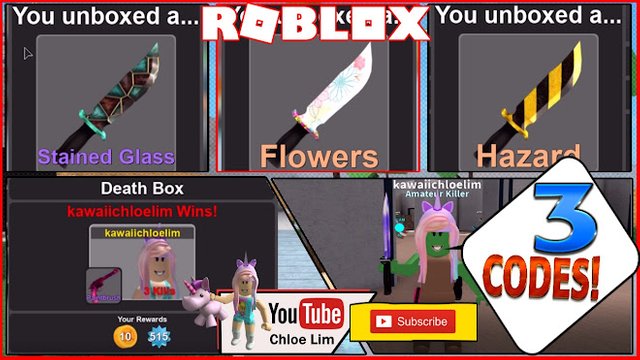 Roblox Gameplay Murder Simulator 3 Codes And 2 Code Glitches Infinite Unique Crates And Knives Steemit - codes for mines murder roblox