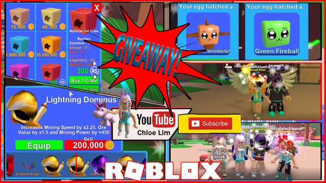 Roblox Gameplay Mining Simulator Trading 3 New Mythical Hat Crates Giveaway Steemit - roblox mining simulator codes mythical