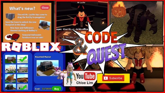 Roblox Gameplay Rocitizens A New Code And How To Complete The Halloween Quest Loud Warning Steemit - gloomy manor roblox roblox codes rocitizens