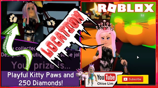 Roblox Gameplay Royale High Halloween Event Superiore Clothing Hub Playful Kitty Paws All Candy Location Steemit - roblox royale high cosplay