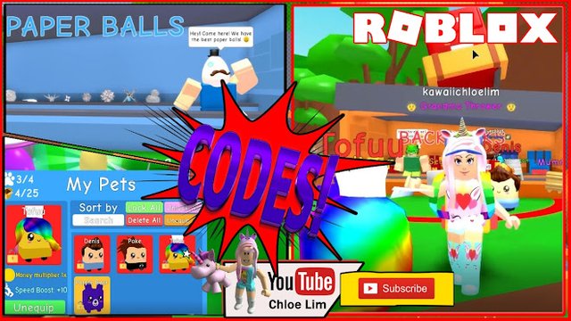 Roblox Gameplay Paper Ball Simulator 4 Working Codes For Pets And A Lot Of Coins Steemit - roblox build a boat codes 2019
