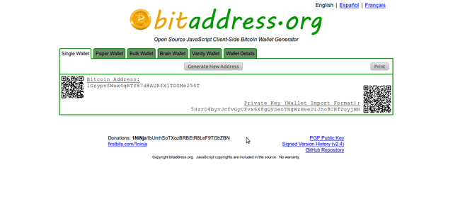 Get bitcoin address from public key