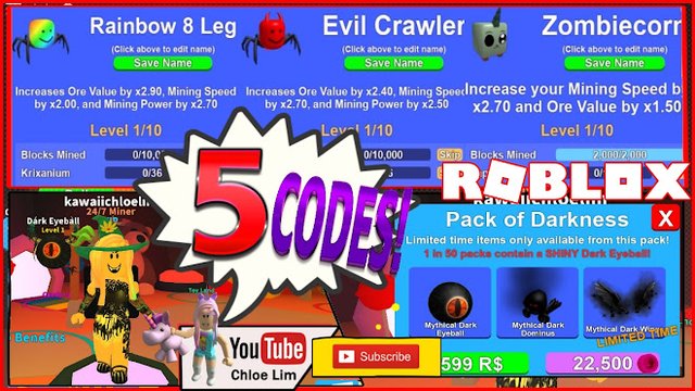 Roblox Gameplay Mining Simulator 5 New Codes New Twitch Codes Darkness Pack Loud Warning Steemit - roblox gameplay mining simulator 5 roblox mining simulator codes candy corn Roblox Gameplay Mining Simulator 5 New Codes New Twitch Codes Darkness Pack Loud Warning Steemit - roblox mining simulator codes candy corn