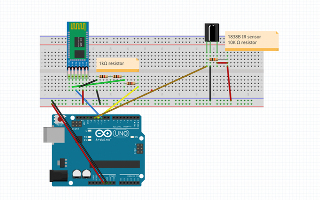 Arduino schematic for the bluetooth and IR module.