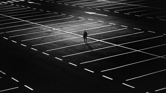man, black and white, people, technology, road, street, night, floor, number, parking, city, dark, line, street light, black, monochrome, lonely, font, blackandwhite, lights, shape, screenshot, city at night, monochrome photography, Free Images In PxHere
