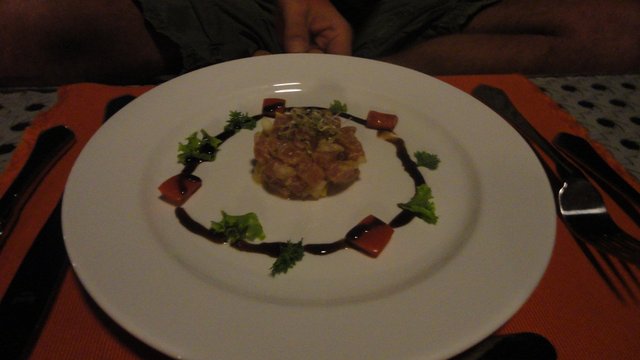 Delicious tuna tartare, crap photography