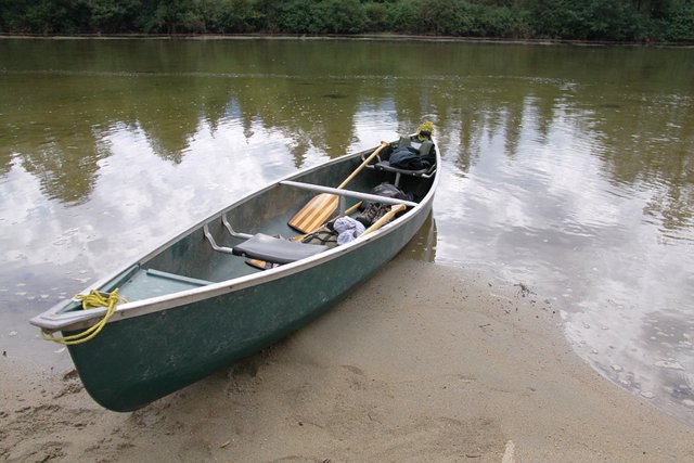 beached canoe