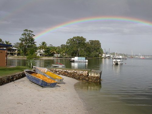 Rainbow Over Snapper Ck , Tin Can Bay, QLD, Australia