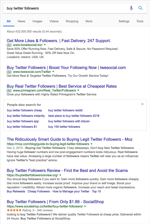 buy twitter followers google search