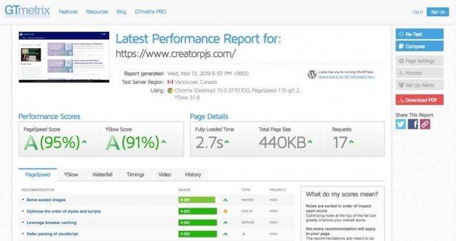 gtmetrix website speed tester