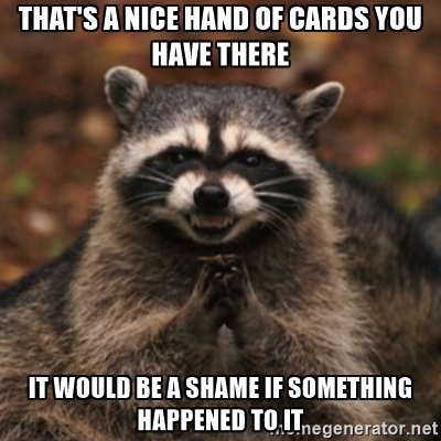 Evil Raccoon "It would be a shame if something happened to it"