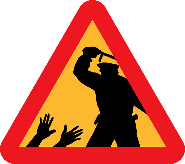 police brutality hazard sign