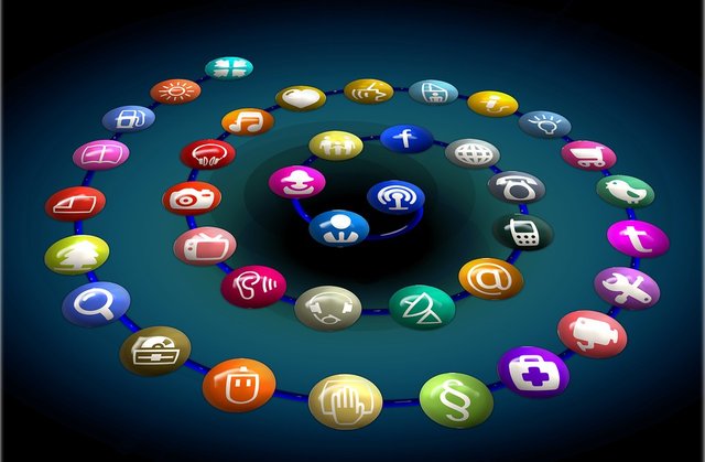Social Network, Logo, Icons, Structure, Spiral