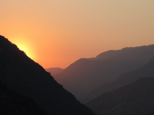 Sunset, Mountains, Valley, California, Kings Canyon