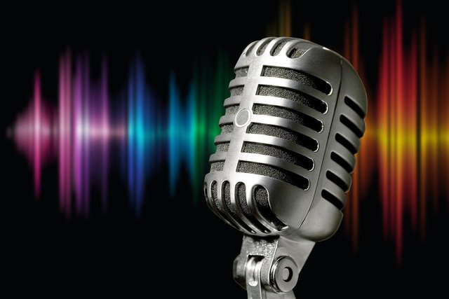 Microphone, Silver, Metal, Sound Waves, Colorful