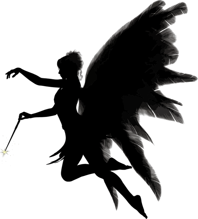 Ángel, Plumas, Mujeres, Varita Mágica, Silueta, Alas