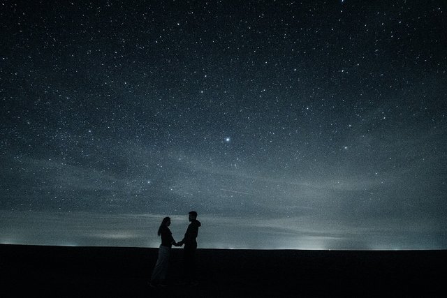 Pareja, El Amor, Estrellas, Abrazo, Par, Romance, Noche